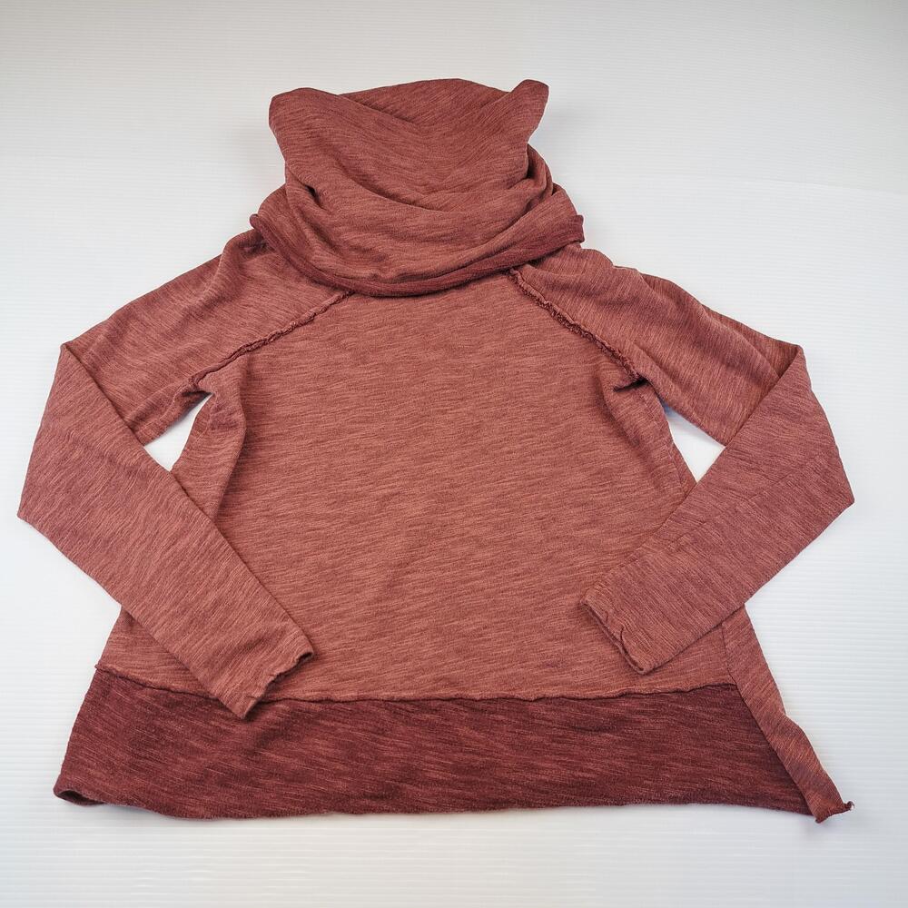 Free People Beach Sweater Womens Small Red Burgundy Cocoon Cowl Pullover Knit